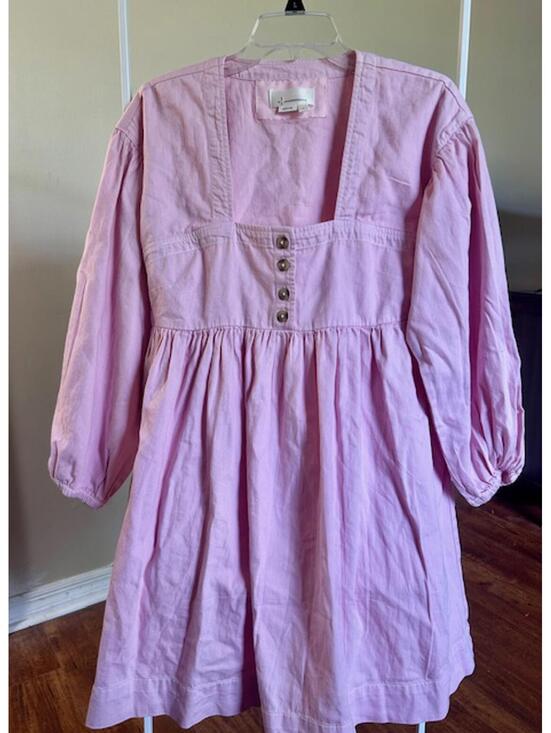 Anthropologie Dresses & Skirts - Anthropologie Pink Long Sleeve Button Front Dress Size Small
